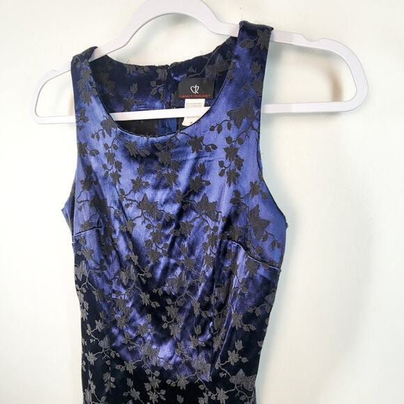 Candy Rocket Vintage Navy Blue Satin Mini Sheath Dress Size Medium Butterfly Y2K - Picture 3 of 5